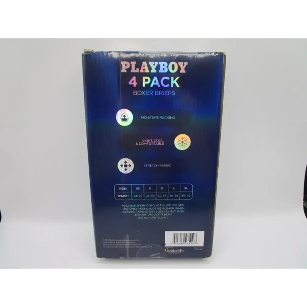 Playboy 4 Pack Performance Moisture Wicking Red Black Men's Medium Boxer Briefs